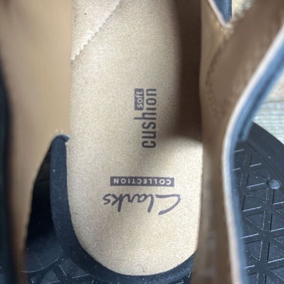 Clarks Collection Womens Size 9M Platform Wedge Sandals Black Strappy Slingback - Picture 6 of 10